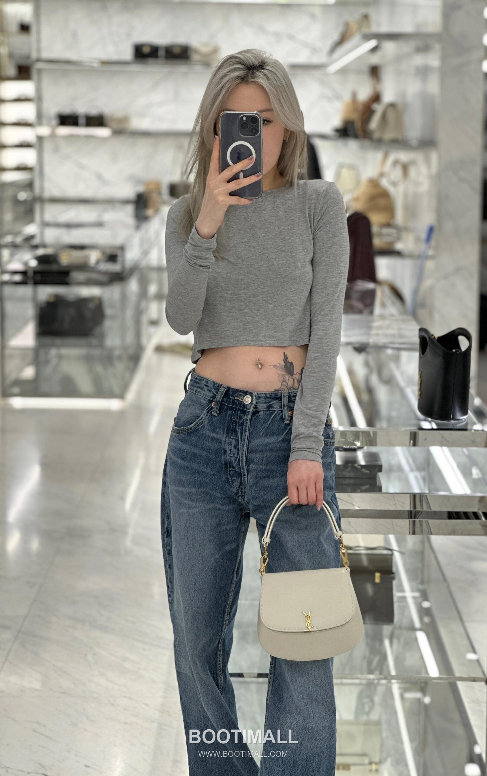 Saint Laurent Voltaire Box Leather Top Handle Shoulder Bag 8008461680880 생로랑 볼테르 박스 레더 탑핸들 숄더백 21cm 3