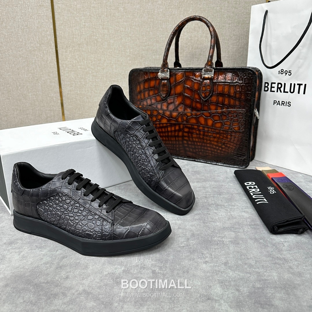 Berluti Stellar Diamond-Cut Croc-Embossed Cowhide Brown Sneakers 벨루티 스텔라 다이아몬드 컷 크로커 엠보스 소가죽 브라운 스니커즈 2