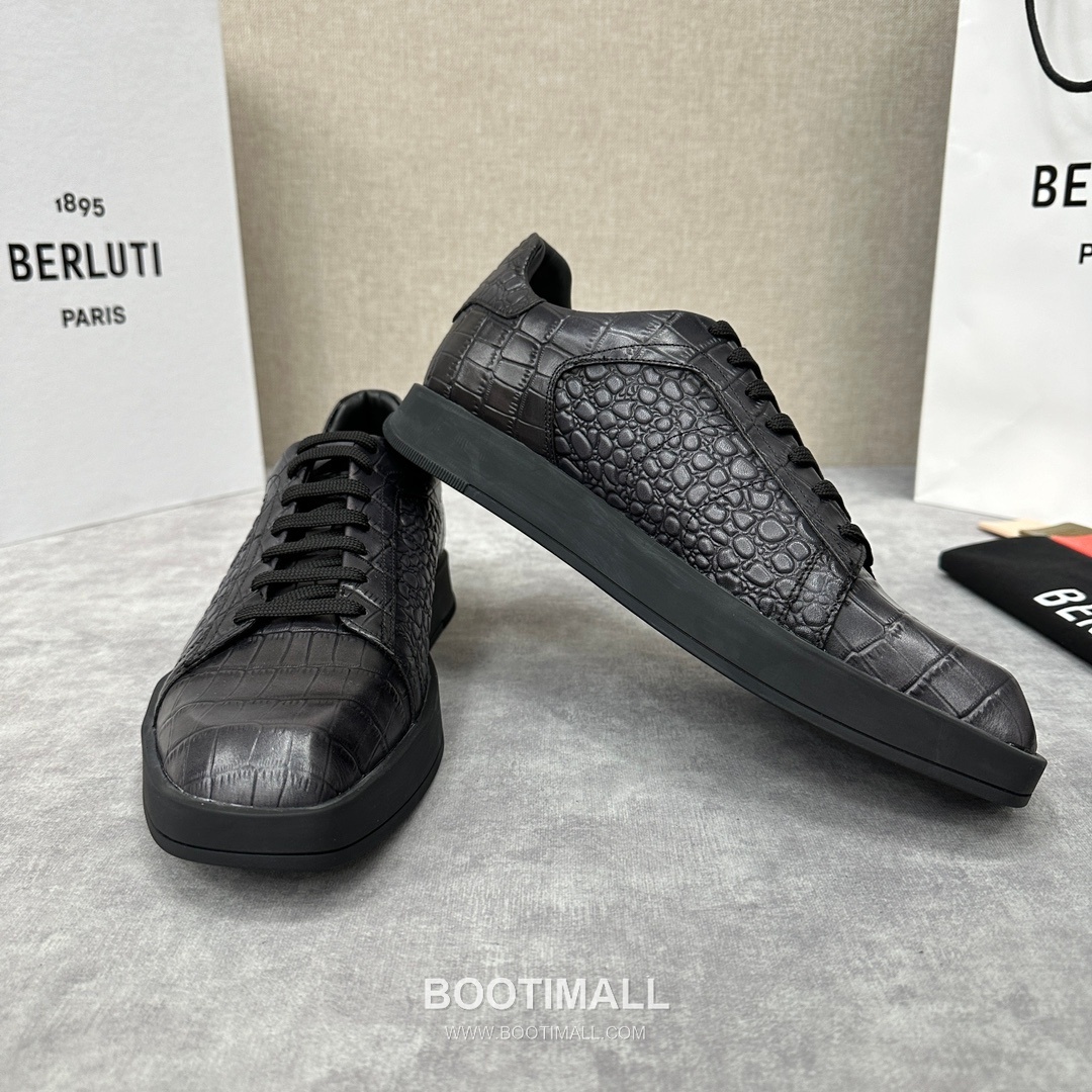 Berluti Stellar Diamond-Cut Croc-Embossed Cowhide Brown Sneakers 벨루티 스텔라 다이아몬드 컷 크로커 엠보스 소가죽 브라운 스니커즈 4
