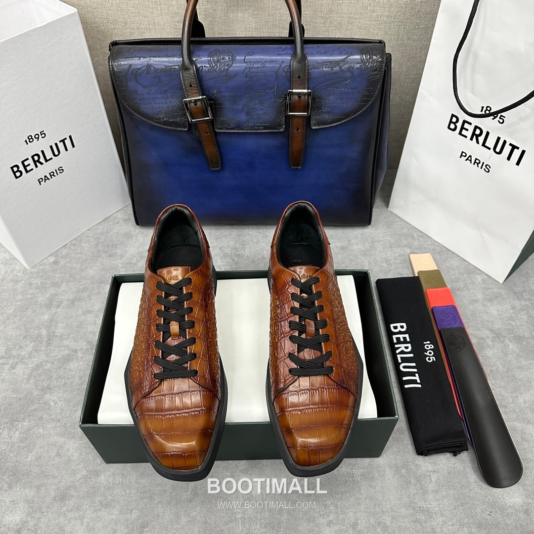 Berluti Stellar Diamond-Cut Croc-Embossed Cowhide Brown Sneakers 벨루티 스텔라 다이아몬드 컷 크로커 엠보스 소가죽 브라운 스니커즈 1