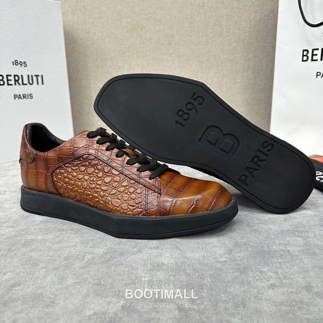 Berluti Stellar Diamond-Cut Croc-Embossed Cowhide Brown Sneakers 벨루티 스텔라 다이아몬드 컷 크로커 엠보스 소가죽 브라운 스니커즈 5