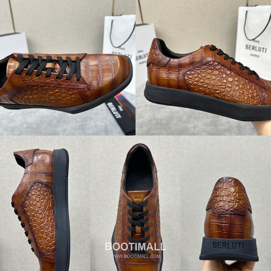 Berluti Stellar Diamond-Cut Croc-Embossed Cowhide Brown Sneakers 벨루티 스텔라 다이아몬드 컷 크로커 엠보스 소가죽 브라운 스니커즈 9