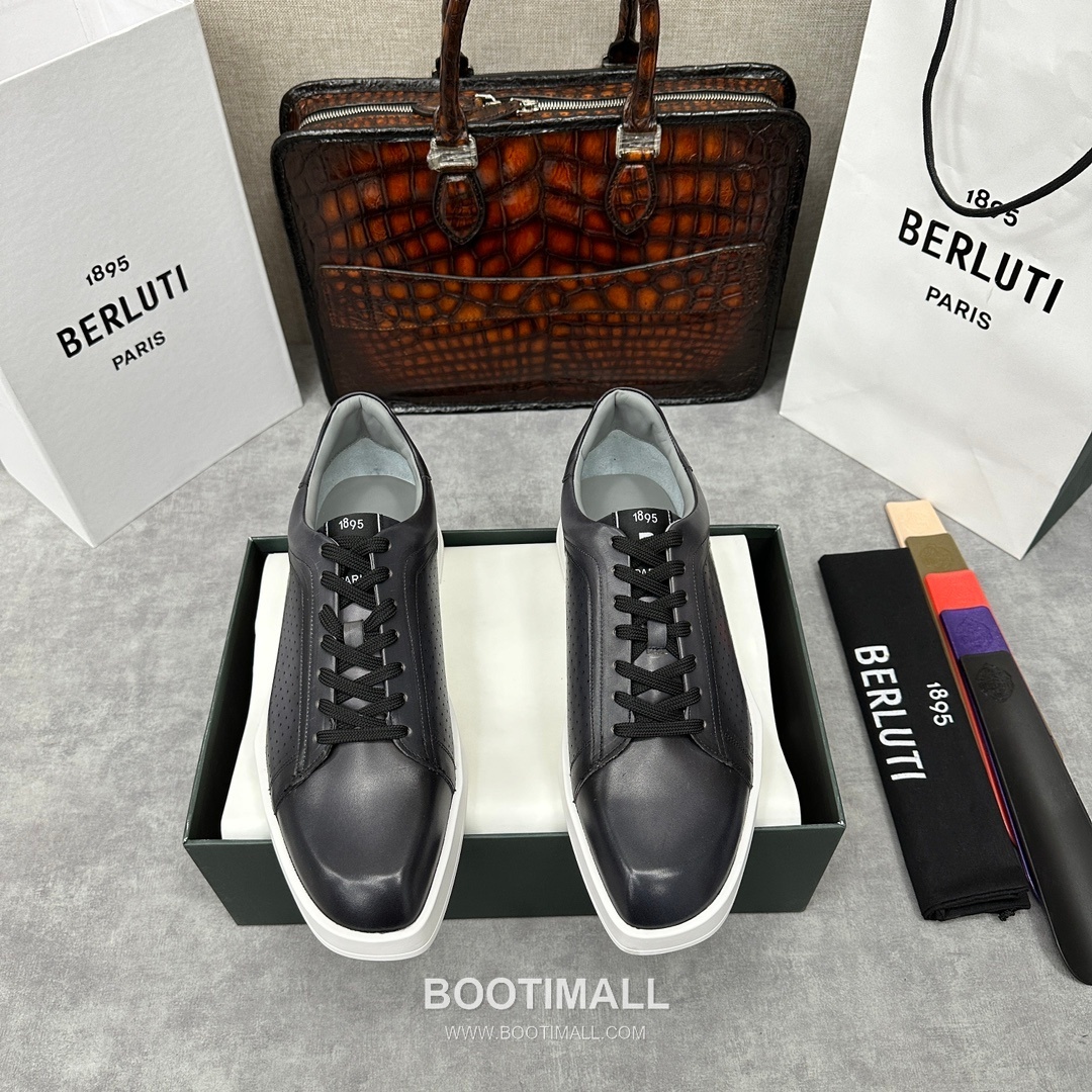 Berluti Stellar Diamond-Cut Calfskin Black Sneakers 벨루티 스텔라 다이아몬드 컷 송아지가죽 블랙 스니커즈 1