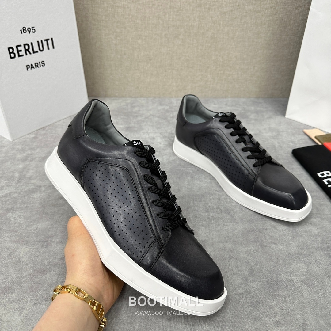 Berluti Stellar Diamond-Cut Calfskin Black Sneakers 벨루티 스텔라 다이아몬드 컷 송아지가죽 블랙 스니커즈 3