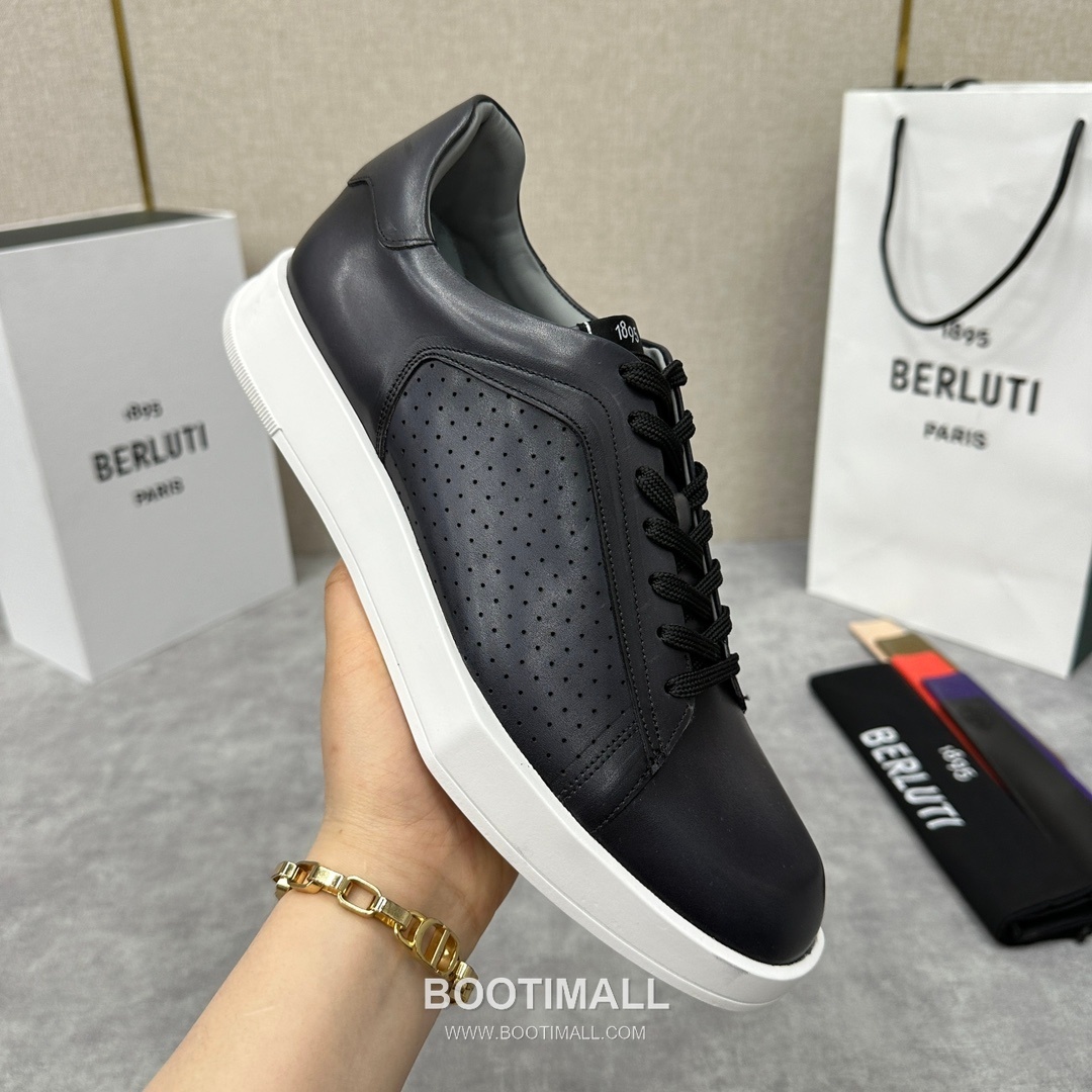 Berluti Stellar Diamond-Cut Calfskin Black Sneakers 벨루티 스텔라 다이아몬드 컷 송아지가죽 블랙 스니커즈 6