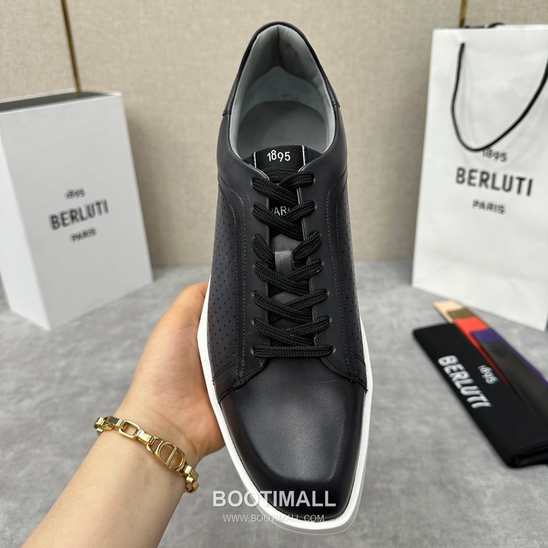 Berluti Stellar Diamond-Cut Calfskin Black Sneakers 벨루티 스텔라 다이아몬드 컷 송아지가죽 블랙 스니커즈 7
