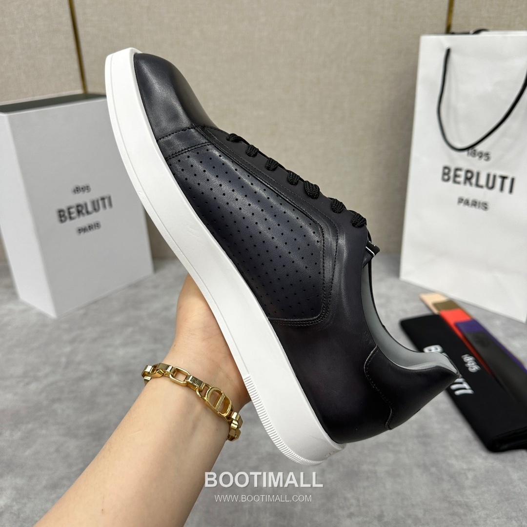 Berluti Stellar Diamond-Cut Calfskin Black Sneakers 벨루티 스텔라 다이아몬드 컷 송아지가죽 블랙 스니커즈 8