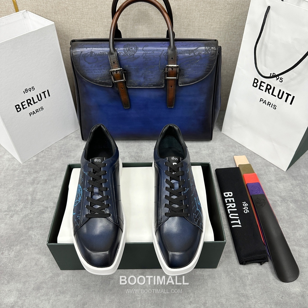 Berluti Stellar Scritto Venezia Hand-Patinated Calfskin Black Sneakers 벨루티 스텔라 스크리토 베네치아 핸드 파티나 송아지가죽 블랙 스니커즈 1