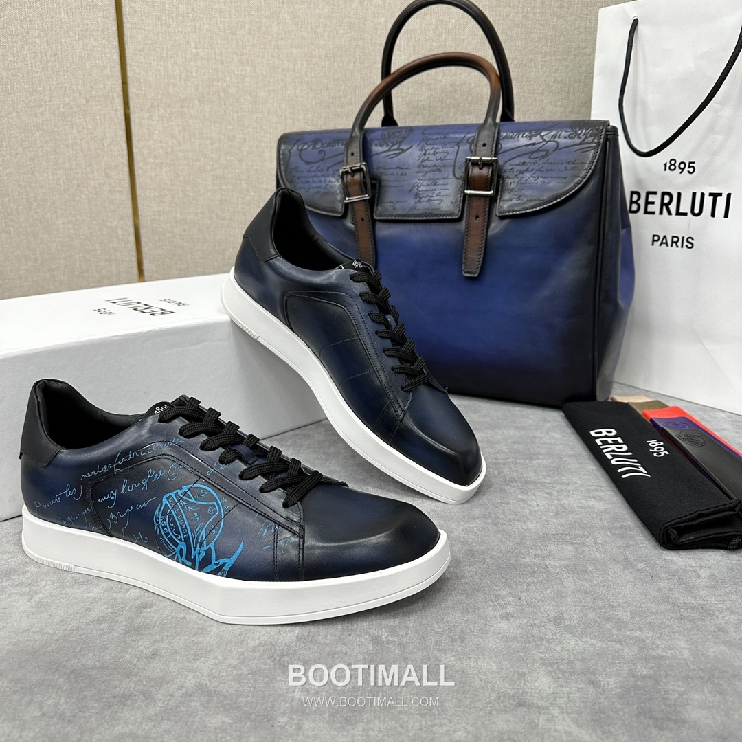 Berluti Stellar Scritto Venezia Hand-Patinated Calfskin Black Sneakers 벨루티 스텔라 스크리토 베네치아 핸드 파티나 송아지가죽 블랙 스니커즈 2