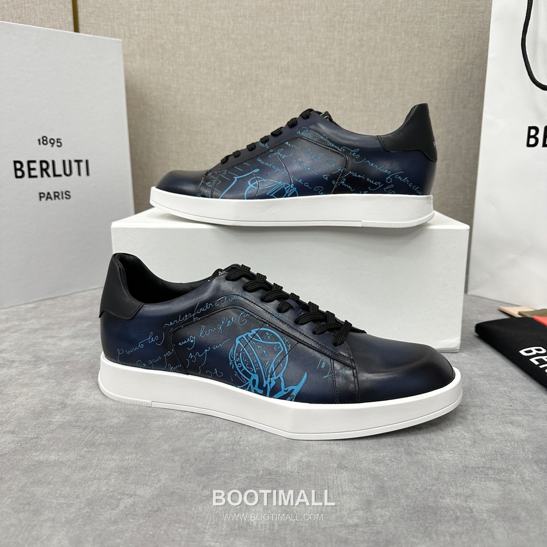 Berluti Stellar Scritto Venezia Hand-Patinated Calfskin Black Sneakers 벨루티 스텔라 스크리토 베네치아 핸드 파티나 송아지가죽 블랙 스니커즈 3
