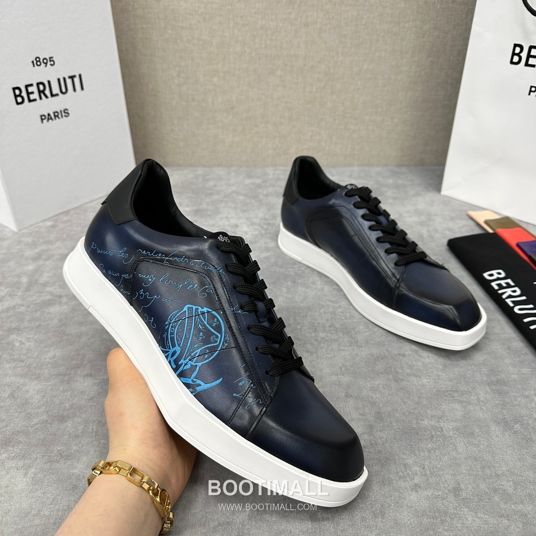 Berluti Stellar Scritto Venezia Hand-Patinated Calfskin Black Sneakers 벨루티 스텔라 스크리토 베네치아 핸드 파티나 송아지가죽 블랙 스니커즈 4