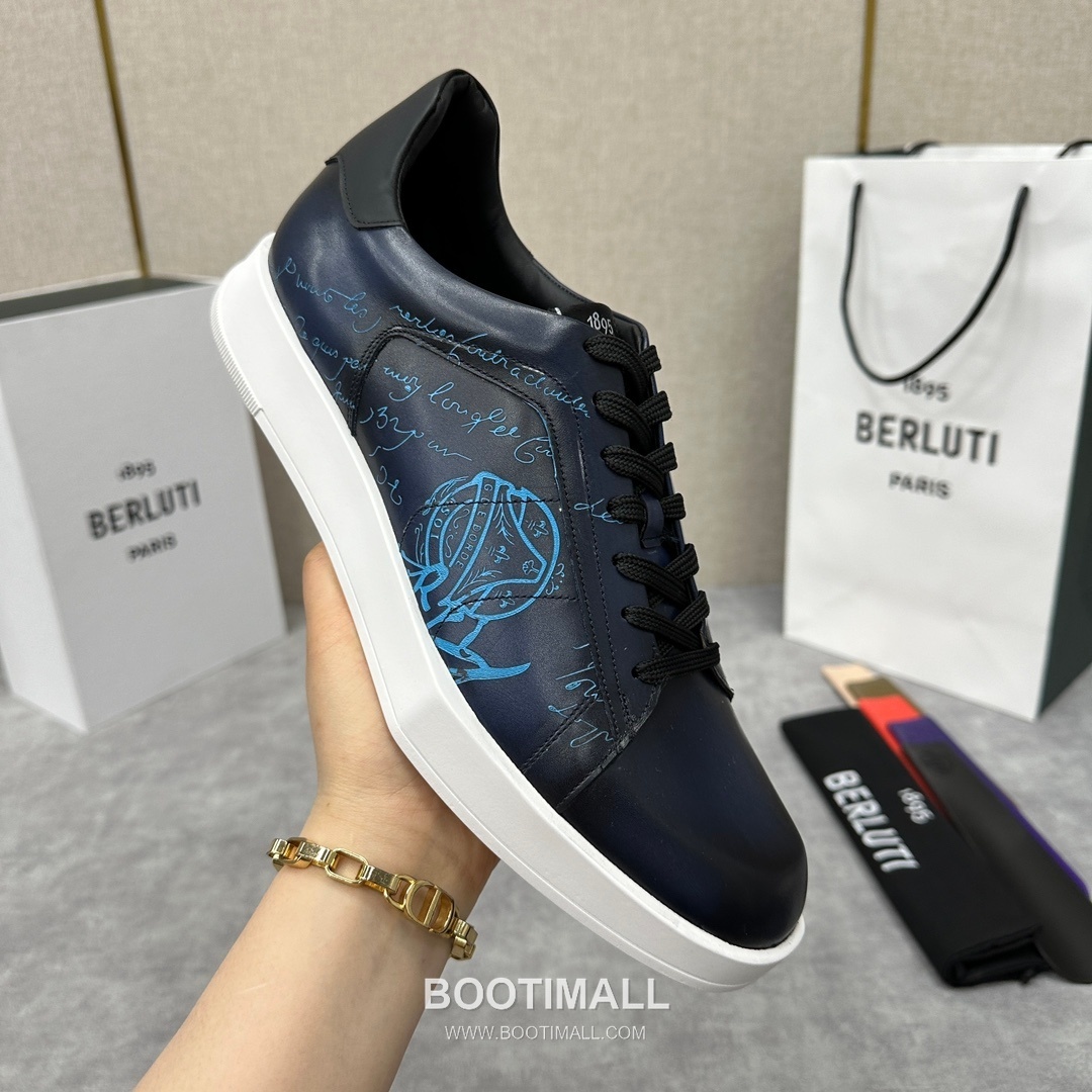 Berluti Stellar Scritto Venezia Hand-Patinated Calfskin Black Sneakers 벨루티 스텔라 스크리토 베네치아 핸드 파티나 송아지가죽 블랙 스니커즈 7
