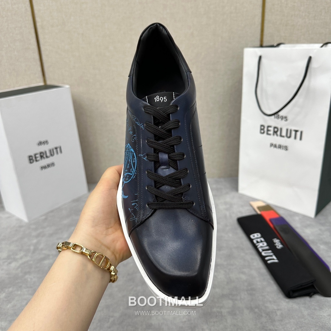 Berluti Stellar Scritto Venezia Hand-Patinated Calfskin Black Sneakers 벨루티 스텔라 스크리토 베네치아 핸드 파티나 송아지가죽 블랙 스니커즈 8