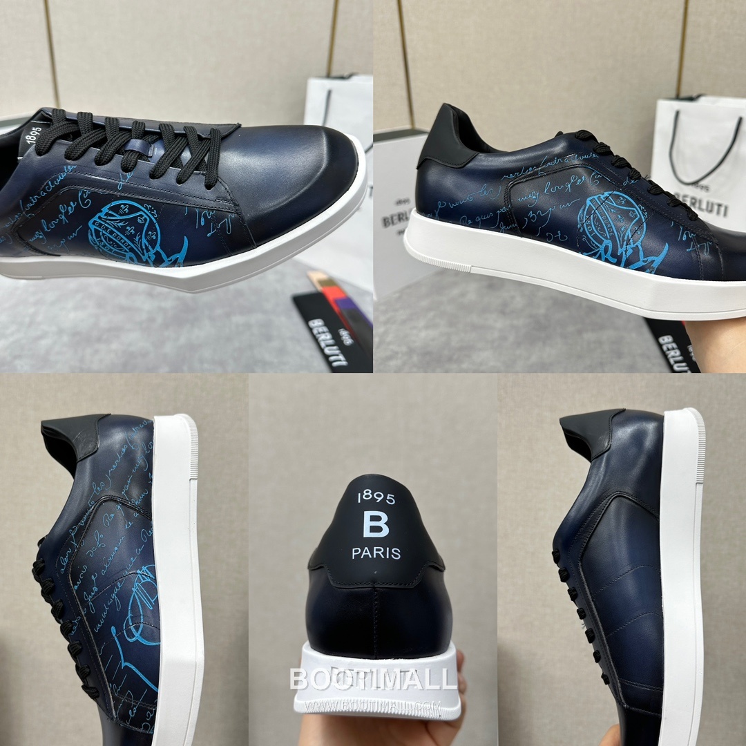 Berluti Stellar Scritto Venezia Hand-Patinated Calfskin Black Sneakers 벨루티 스텔라 스크리토 베네치아 핸드 파티나 송아지가죽 블랙 스니커즈 9