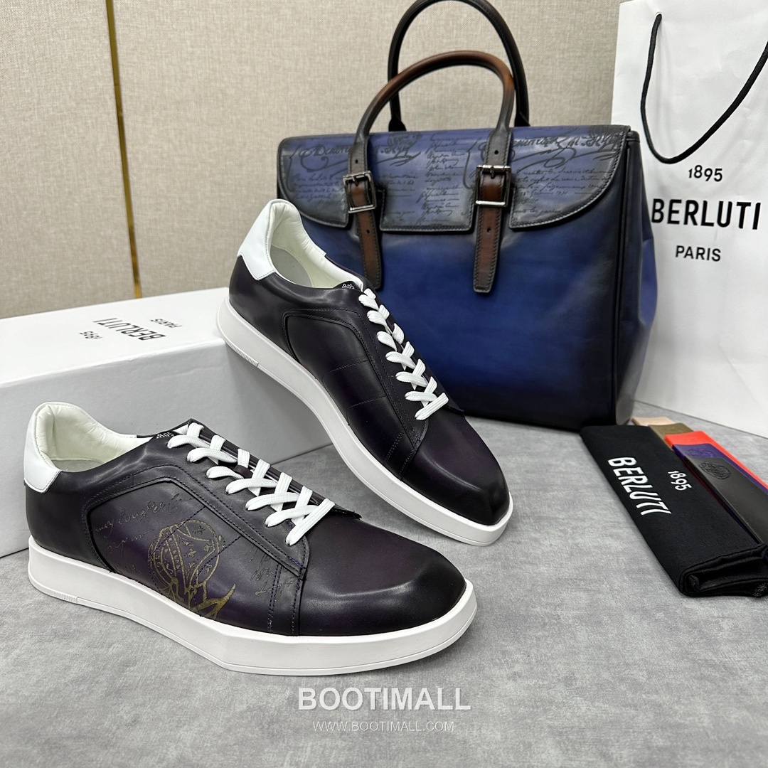 Berluti Stellar Scritto Venezia Hand-Patinated Calfskin Black Sneakers 벨루티 스텔라 스크리토 베네치아 핸드 파티나 송아지가죽 블랙 스니커즈 2