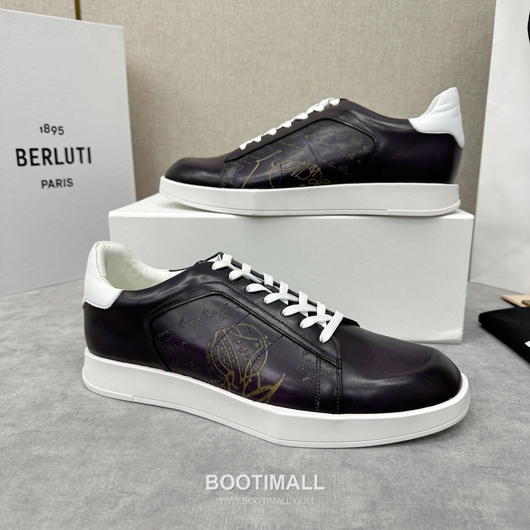 Berluti Stellar Scritto Venezia Hand-Patinated Calfskin Black Sneakers 벨루티 스텔라 스크리토 베네치아 핸드 파티나 송아지가죽 블랙 스니커즈 3