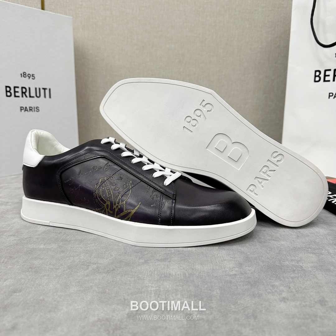 Berluti Stellar Scritto Venezia Hand-Patinated Calfskin Black Sneakers 벨루티 스텔라 스크리토 베네치아 핸드 파티나 송아지가죽 블랙 스니커즈 5