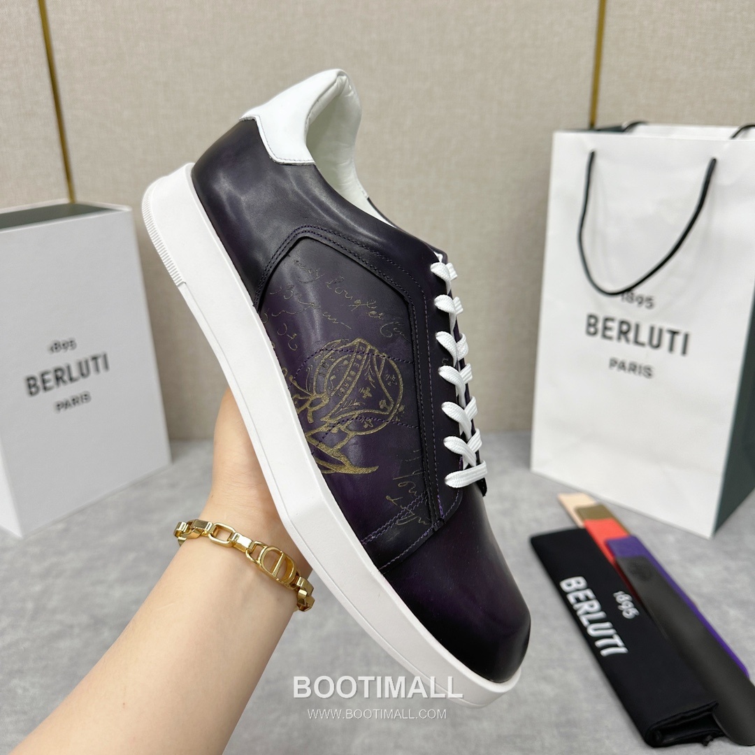 Berluti Stellar Scritto Venezia Hand-Patinated Calfskin Black Sneakers 벨루티 스텔라 스크리토 베네치아 핸드 파티나 송아지가죽 블랙 스니커즈 6