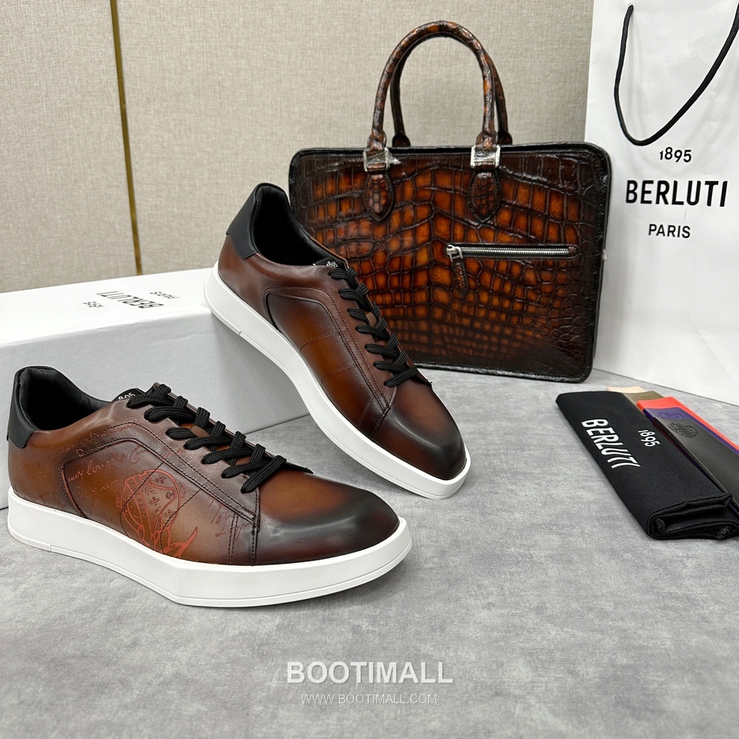 Berluti Stellar Scritto Venezia Hand-Patinated Calfskin Black Sneakers 벨루티 스텔라 스크리토 베네치아 핸드 파티나 송아지가죽 블랙 스니커즈 2