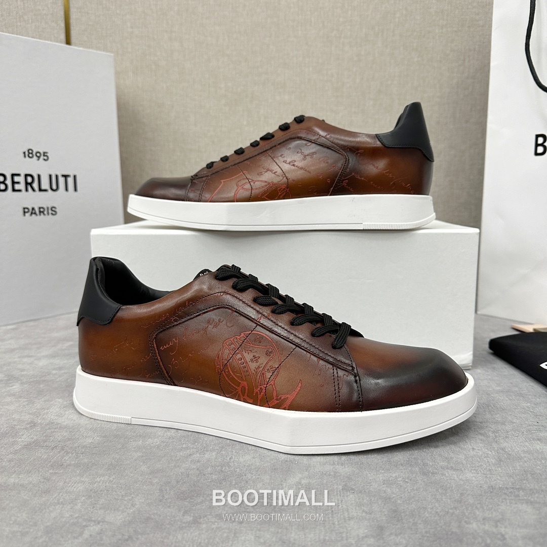 Berluti Stellar Scritto Venezia Hand-Patinated Calfskin Black Sneakers 벨루티 스텔라 스크리토 베네치아 핸드 파티나 송아지가죽 블랙 스니커즈 3