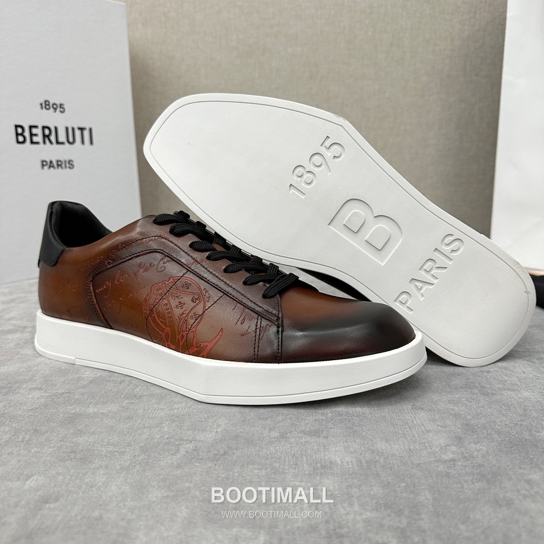 Berluti Stellar Scritto Venezia Hand-Patinated Calfskin Black Sneakers 벨루티 스텔라 스크리토 베네치아 핸드 파티나 송아지가죽 블랙 스니커즈 5