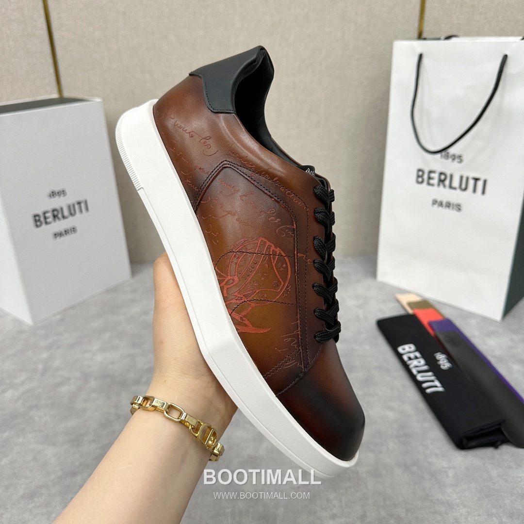 Berluti Stellar Scritto Venezia Hand-Patinated Calfskin Black Sneakers 벨루티 스텔라 스크리토 베네치아 핸드 파티나 송아지가죽 블랙 스니커즈 6