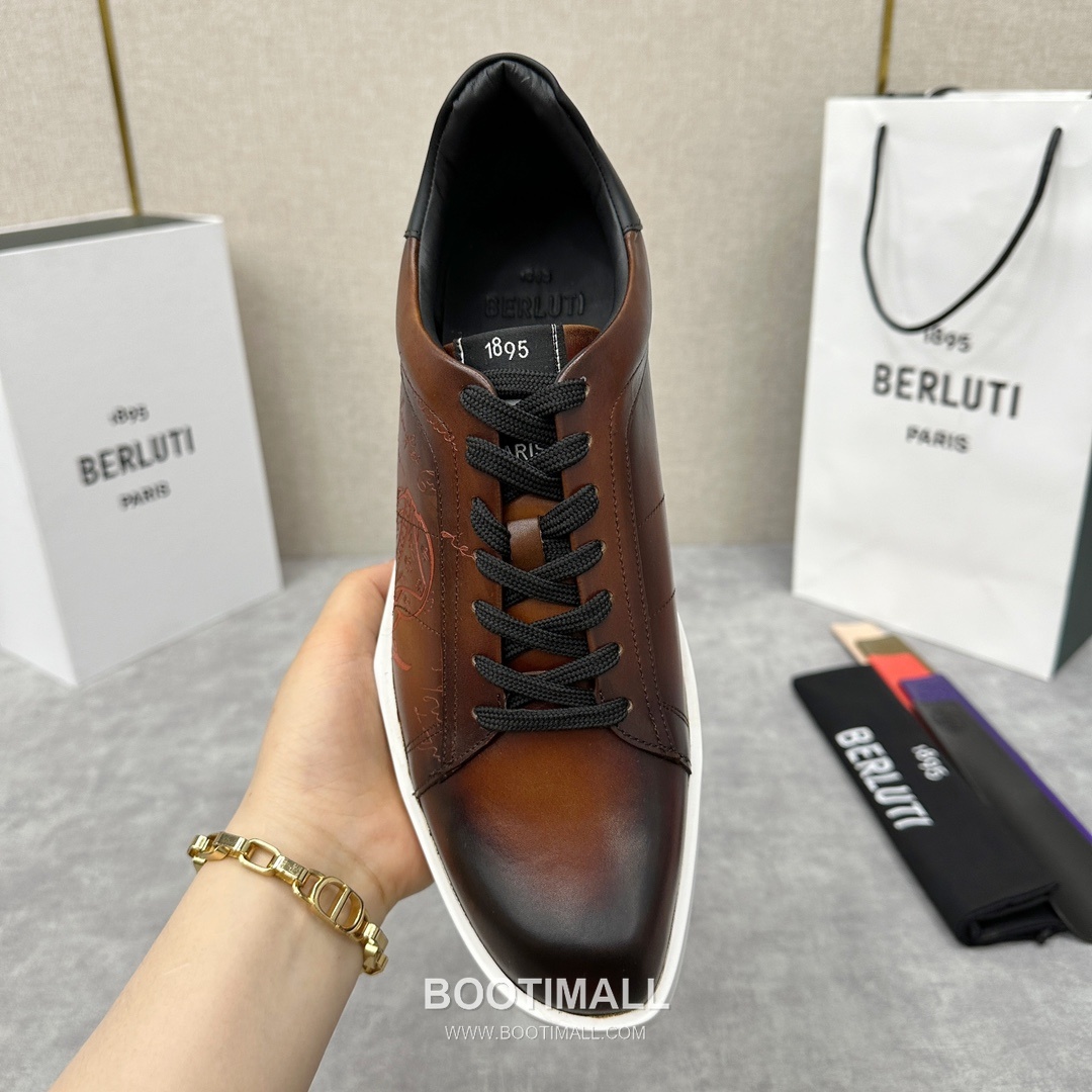 Berluti Stellar Scritto Venezia Hand-Patinated Calfskin Black Sneakers 벨루티 스텔라 스크리토 베네치아 핸드 파티나 송아지가죽 블랙 스니커즈 7