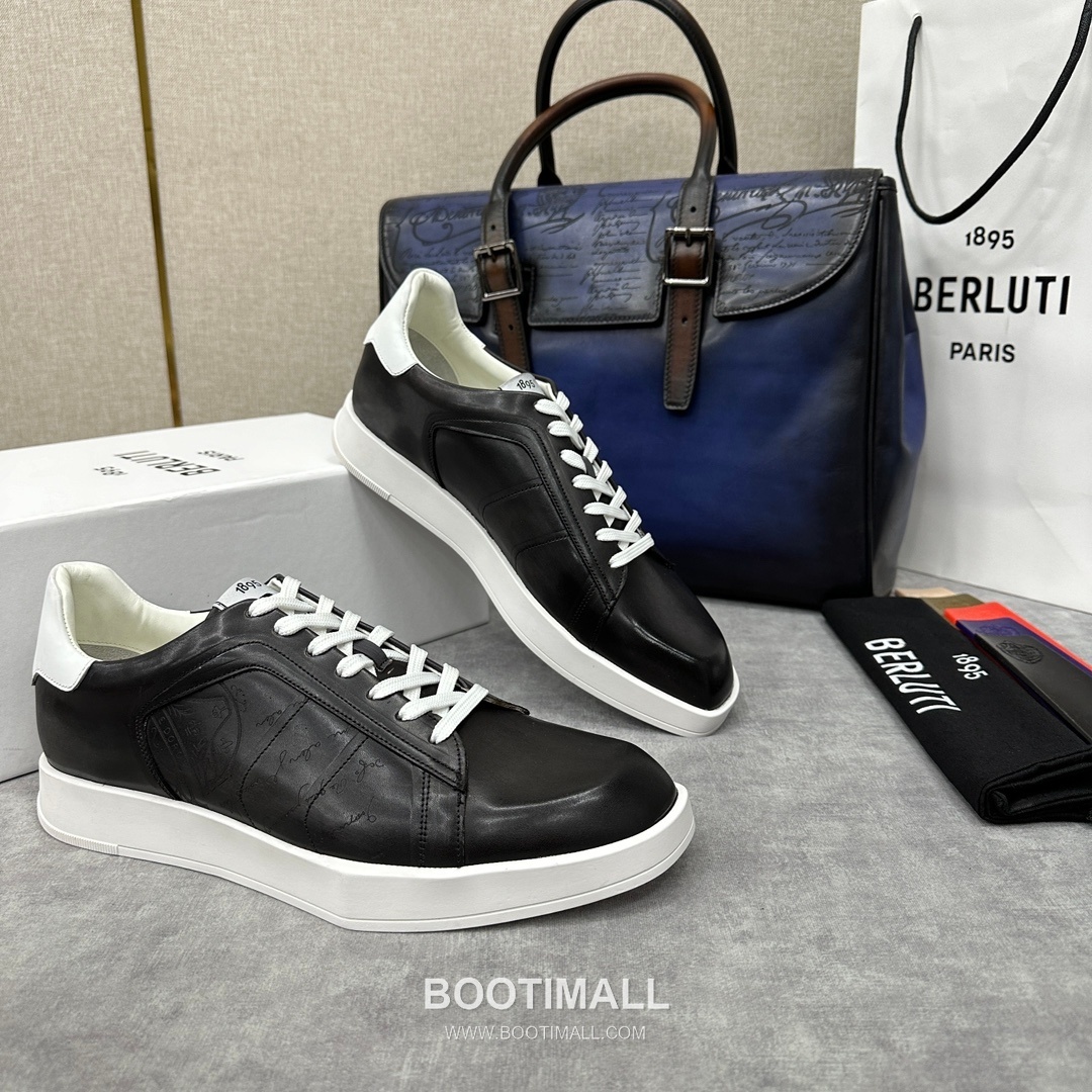 Berluti Stellar Venezia Scritto Hand-Patinated Calfskin Black Sneakers 벨루티 스텔라 베네치아 스크리토 핸드 파티나 송아지가죽 블랙 스니커즈 2