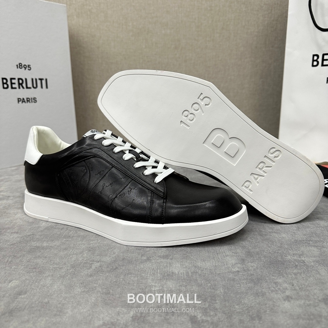 Berluti Stellar Venezia Scritto Hand-Patinated Calfskin Black Sneakers 벨루티 스텔라 베네치아 스크리토 핸드 파티나 송아지가죽 블랙 스니커즈 5