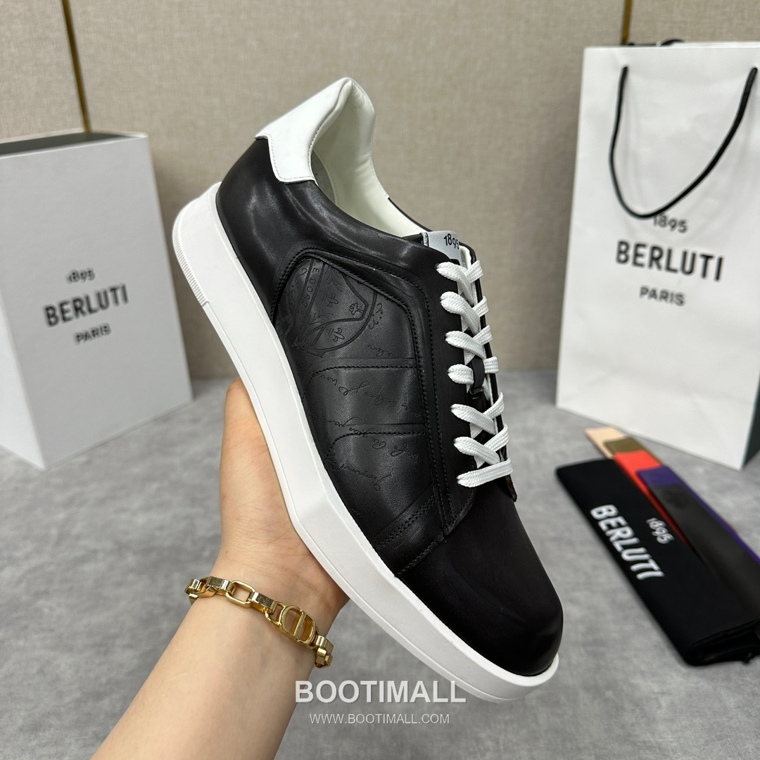 Berluti Stellar Venezia Scritto Hand-Patinated Calfskin Black Sneakers 벨루티 스텔라 베네치아 스크리토 핸드 파티나 송아지가죽 블랙 스니커즈 6