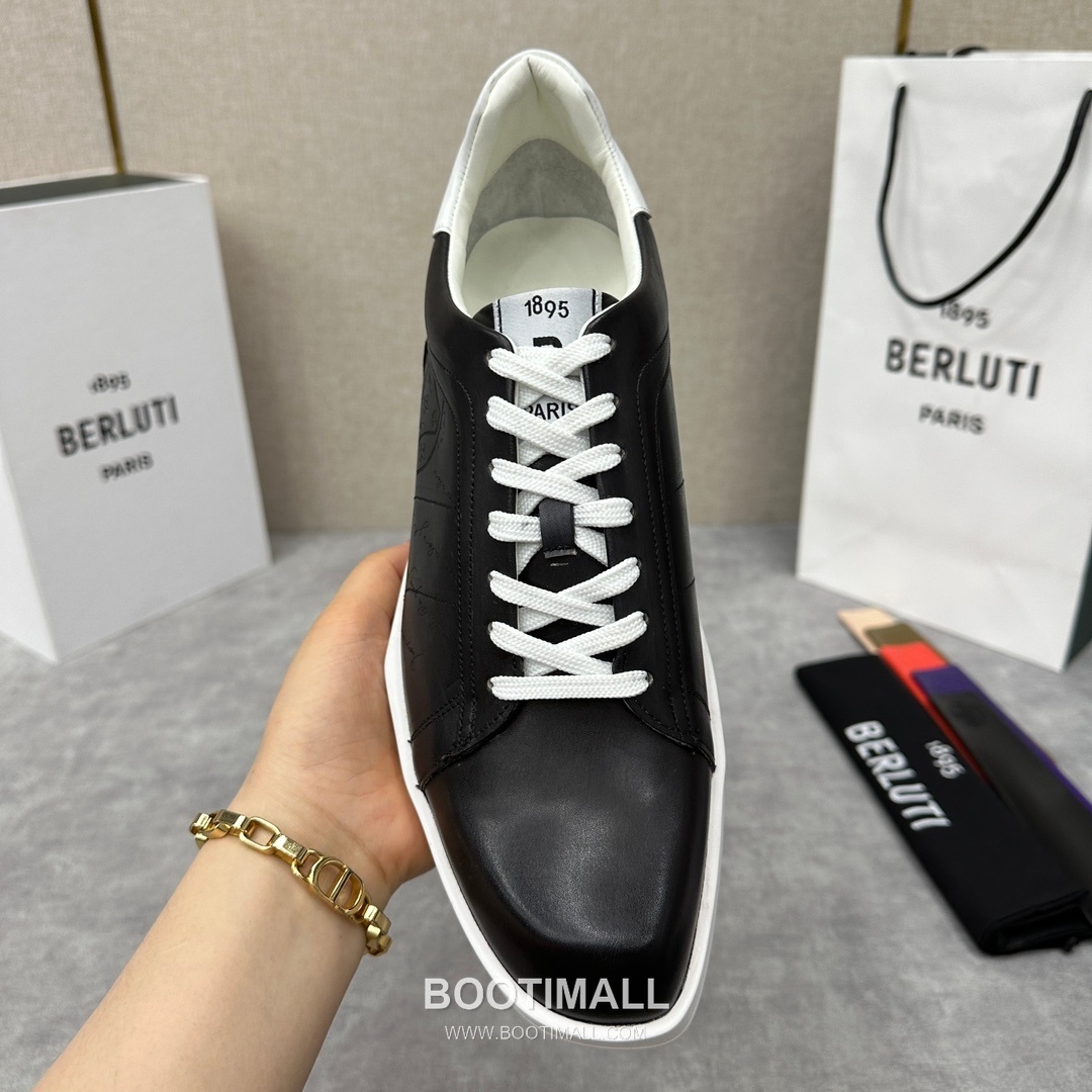 Berluti Stellar Venezia Scritto Hand-Patinated Calfskin Black Sneakers 벨루티 스텔라 베네치아 스크리토 핸드 파티나 송아지가죽 블랙 스니커즈 7