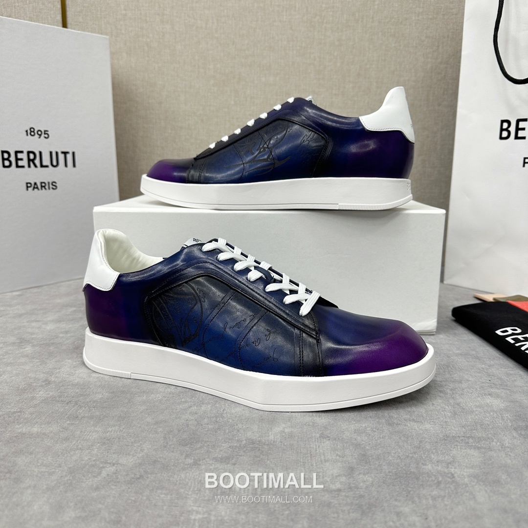Berluti Stellar Scritto Venezia Hand-Patinated Calfskin Black Sneakers 벨루티 스텔라 스크리토 베네치아 핸드 파티나 송아지가죽 블랙 스니커즈 3
