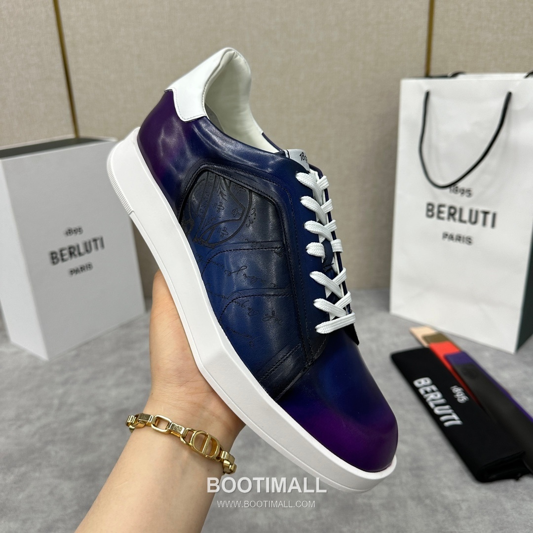 Berluti Stellar Scritto Venezia Hand-Patinated Calfskin Black Sneakers 벨루티 스텔라 스크리토 베네치아 핸드 파티나 송아지가죽 블랙 스니커즈 6
