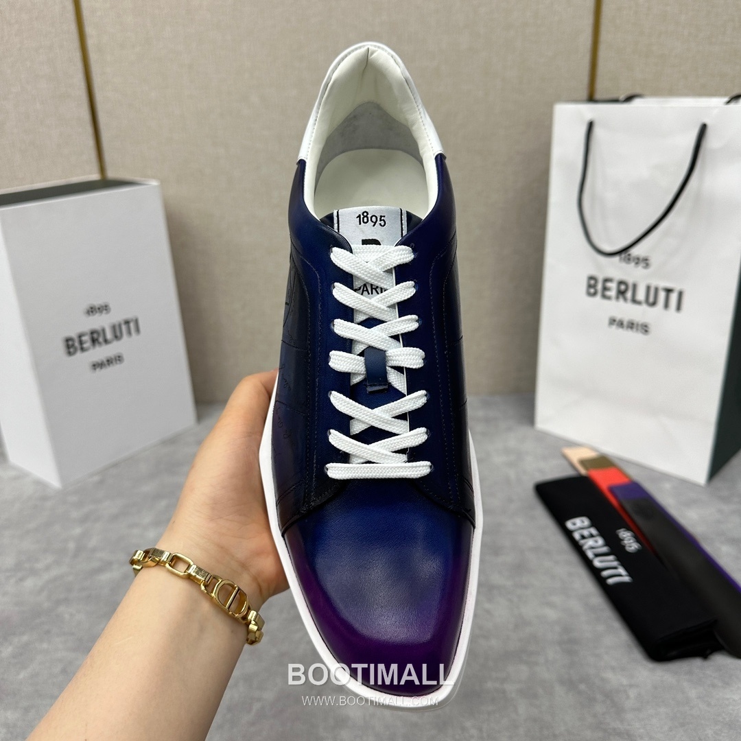Berluti Stellar Scritto Venezia Hand-Patinated Calfskin Black Sneakers 벨루티 스텔라 스크리토 베네치아 핸드 파티나 송아지가죽 블랙 스니커즈 7