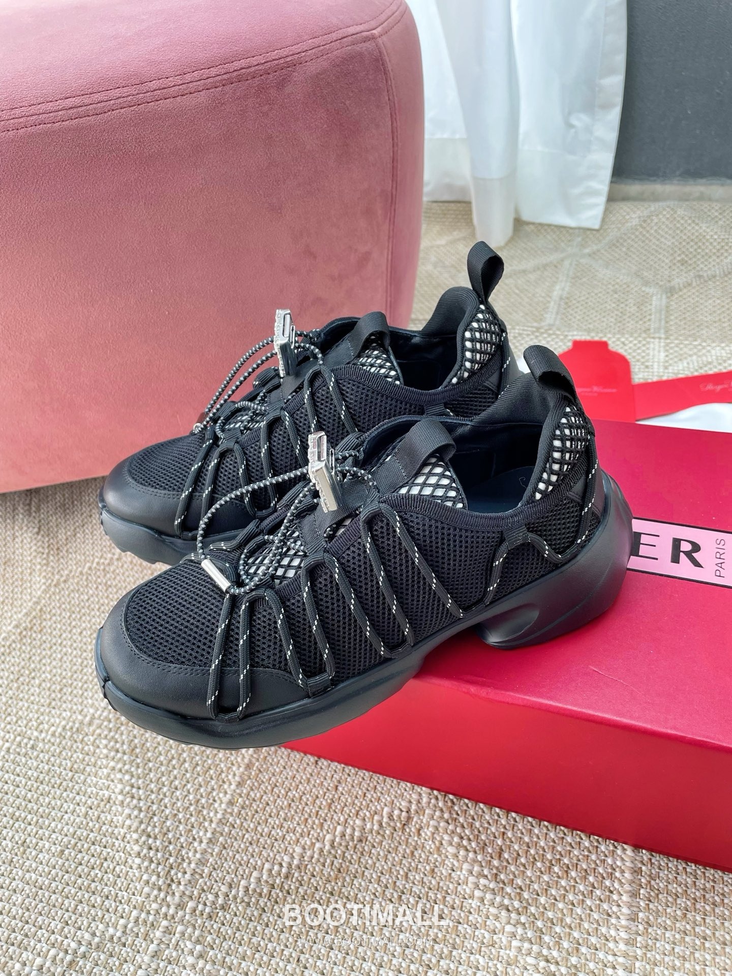 Prada Viv Run Crystal Buckle Mesh Lambskin Black Sneakers 프라다 비브 런 크리스털 버클 메쉬 양가죽 블랙 스니커즈 3