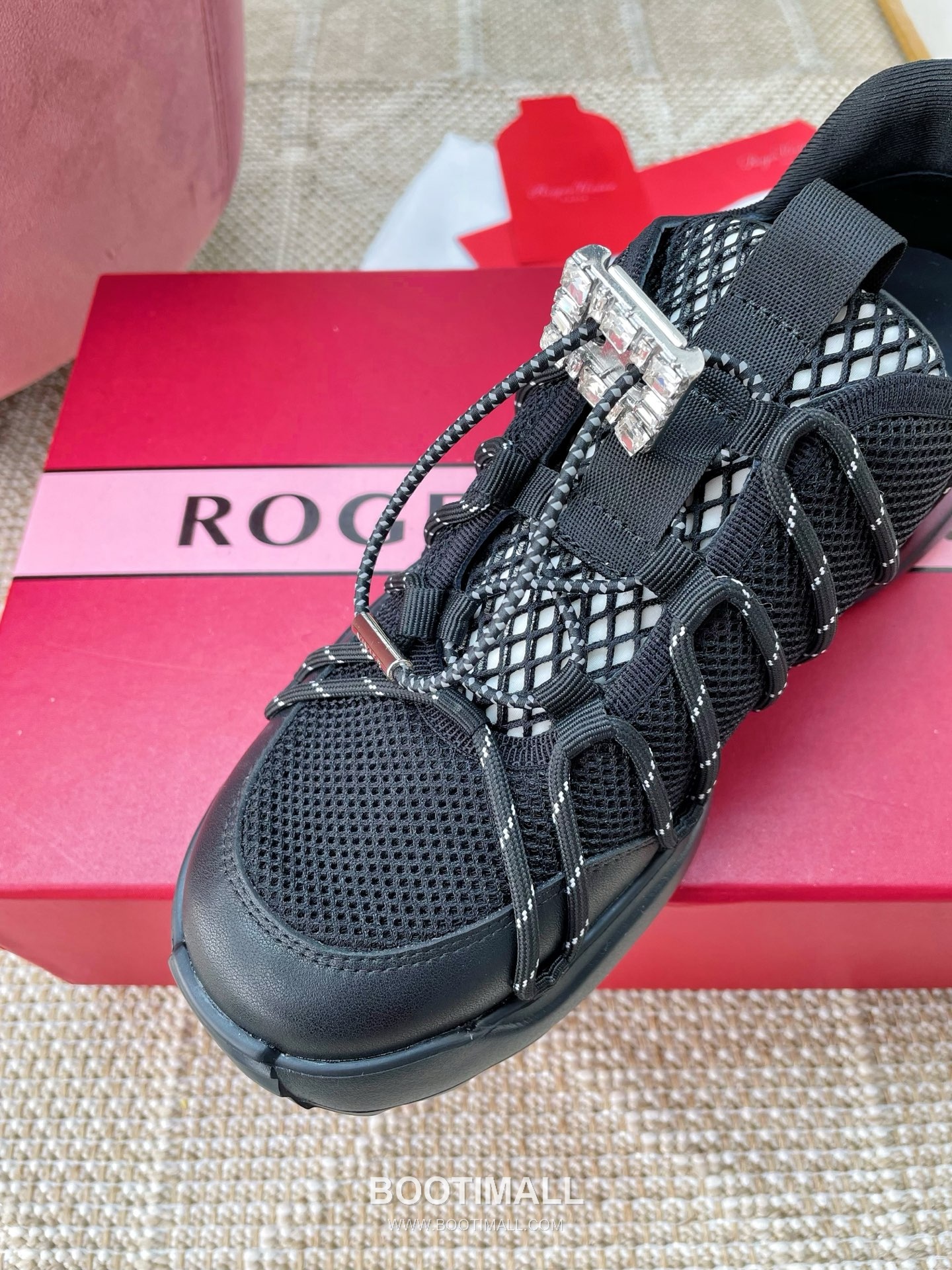 Prada Viv Run Crystal Buckle Mesh Lambskin Black Sneakers 프라다 비브 런 크리스털 버클 메쉬 양가죽 블랙 스니커즈 6