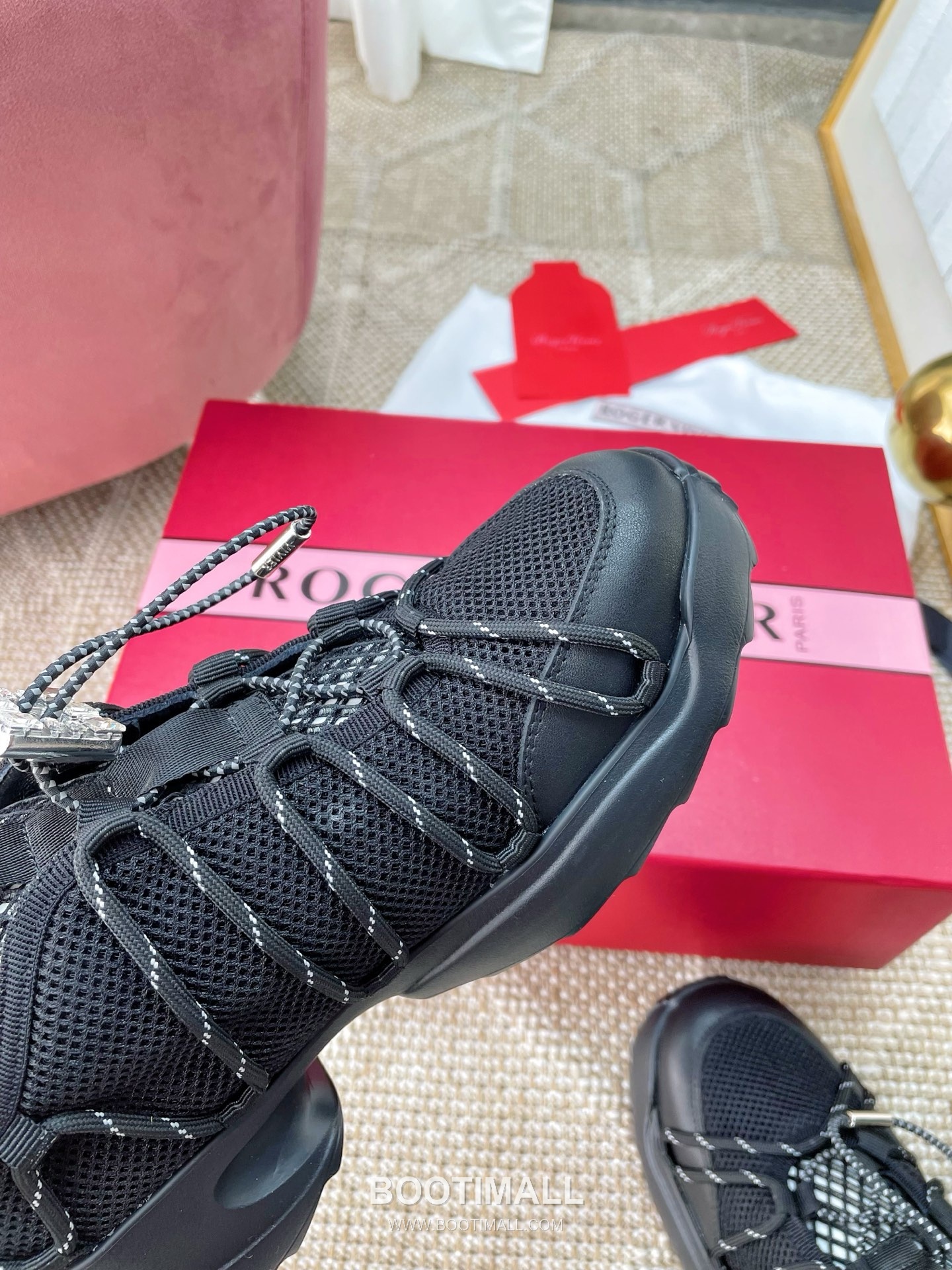 Prada Viv Run Crystal Buckle Mesh Lambskin Black Sneakers 프라다 비브 런 크리스털 버클 메쉬 양가죽 블랙 스니커즈 8