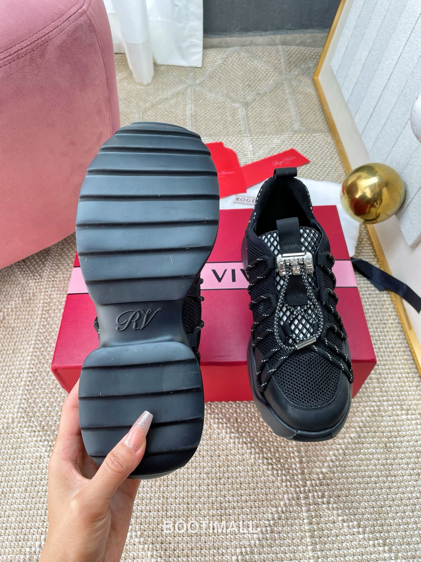 Prada Viv Run Crystal Buckle Mesh Lambskin Black Sneakers 프라다 비브 런 크리스털 버클 메쉬 양가죽 블랙 스니커즈 9