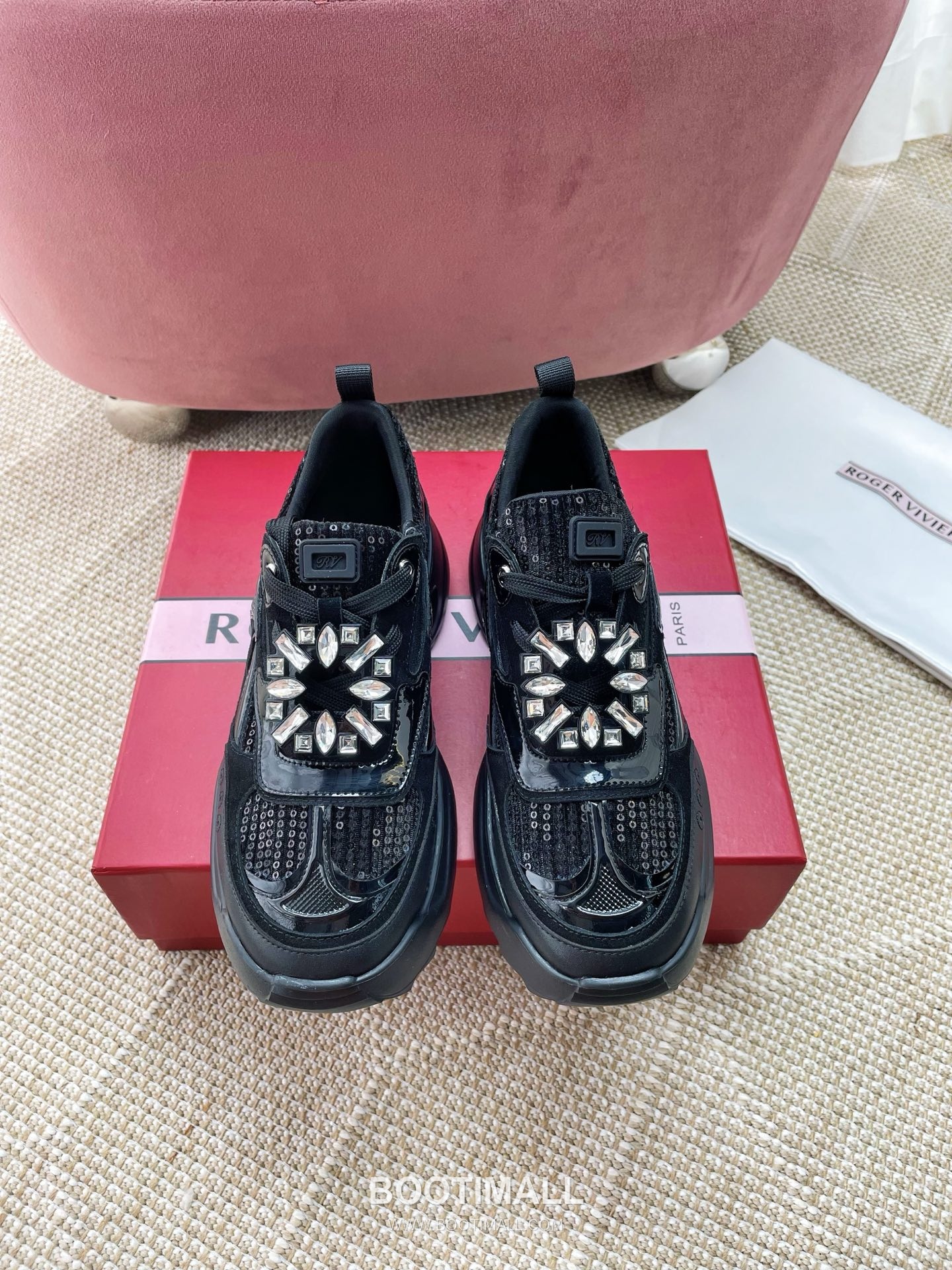 Prada Viv Run Crystal Buckle Mesh Lambskin Black Sneakers 프라다 비브 런 크리스털 버클 메쉬 양가죽 블랙 스니커즈 1