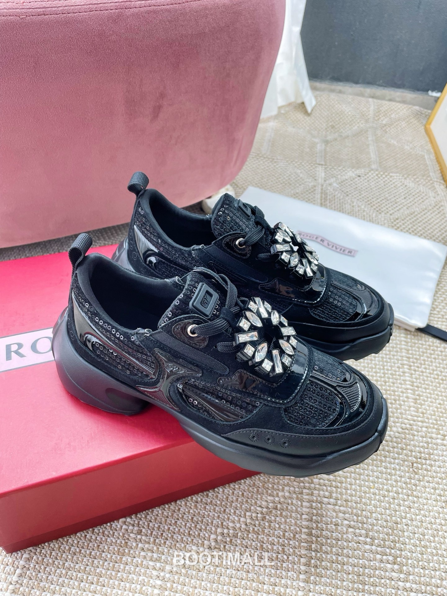 Prada Viv Run Crystal Buckle Mesh Lambskin Black Sneakers 프라다 비브 런 크리스털 버클 메쉬 양가죽 블랙 스니커즈 2