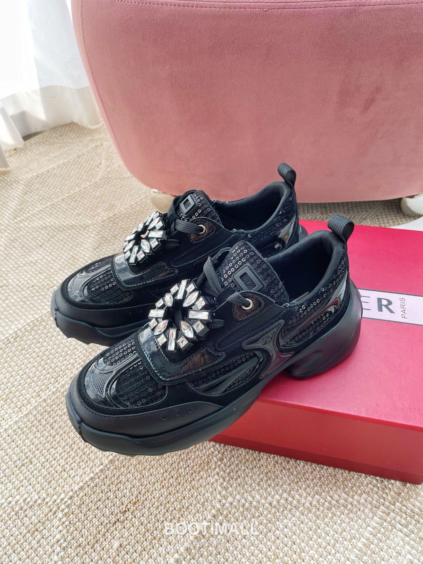 Prada Viv Run Crystal Buckle Mesh Lambskin Black Sneakers 프라다 비브 런 크리스털 버클 메쉬 양가죽 블랙 스니커즈 3