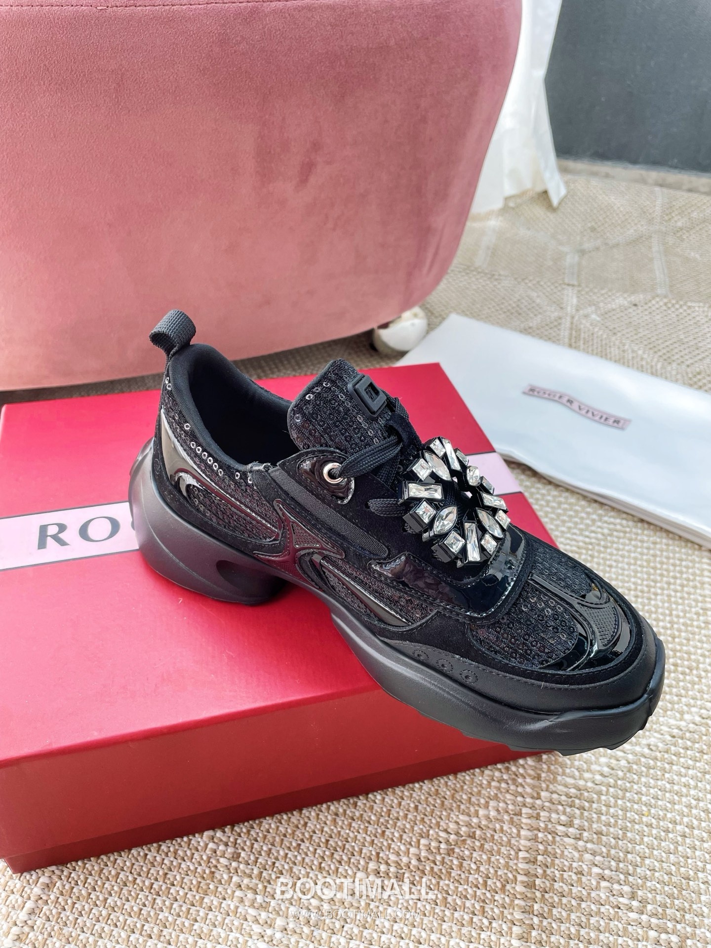 Prada Viv Run Crystal Buckle Mesh Lambskin Black Sneakers 프라다 비브 런 크리스털 버클 메쉬 양가죽 블랙 스니커즈 4