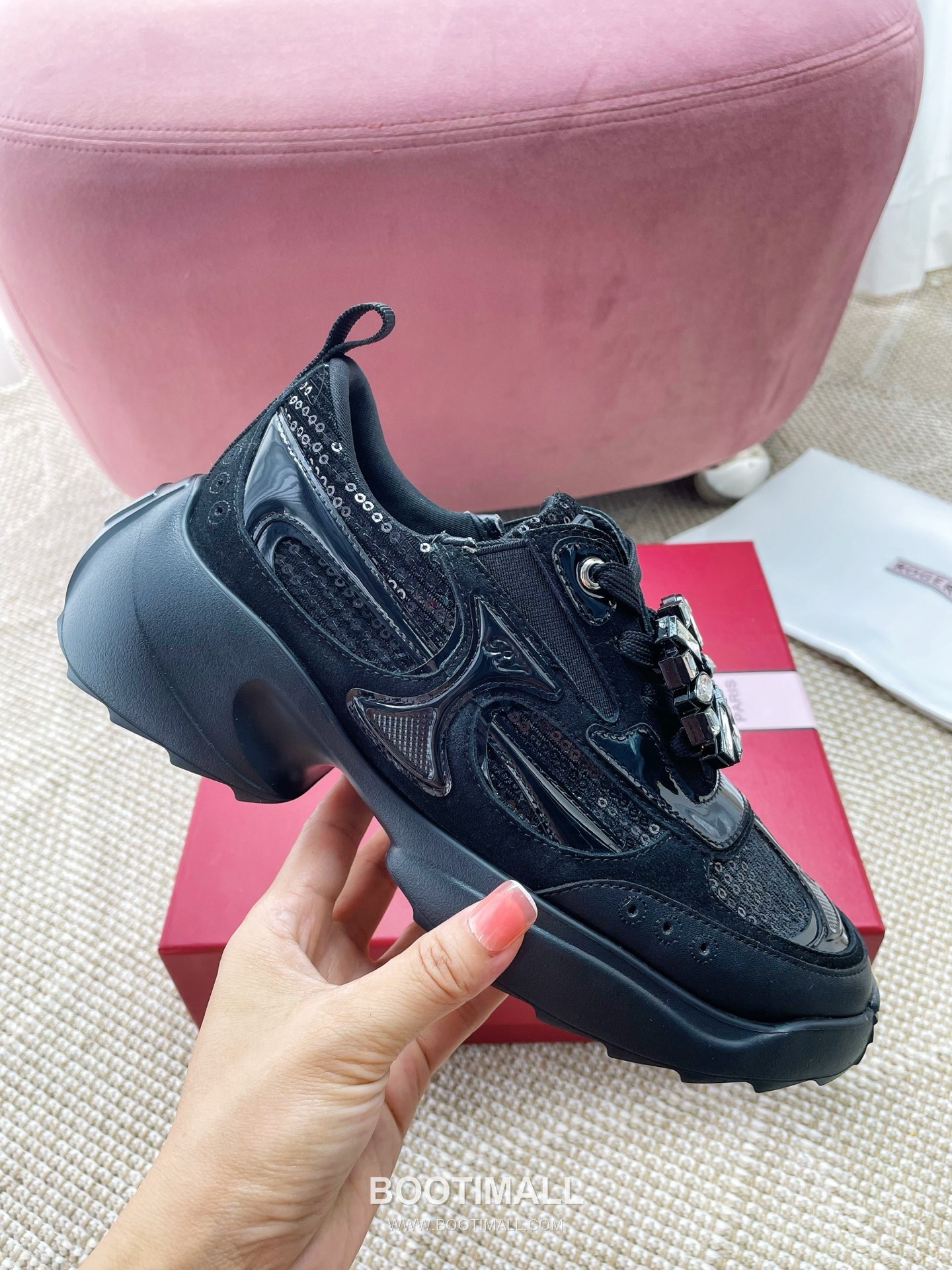 Prada Viv Run Crystal Buckle Mesh Lambskin Black Sneakers 프라다 비브 런 크리스털 버클 메쉬 양가죽 블랙 스니커즈 5