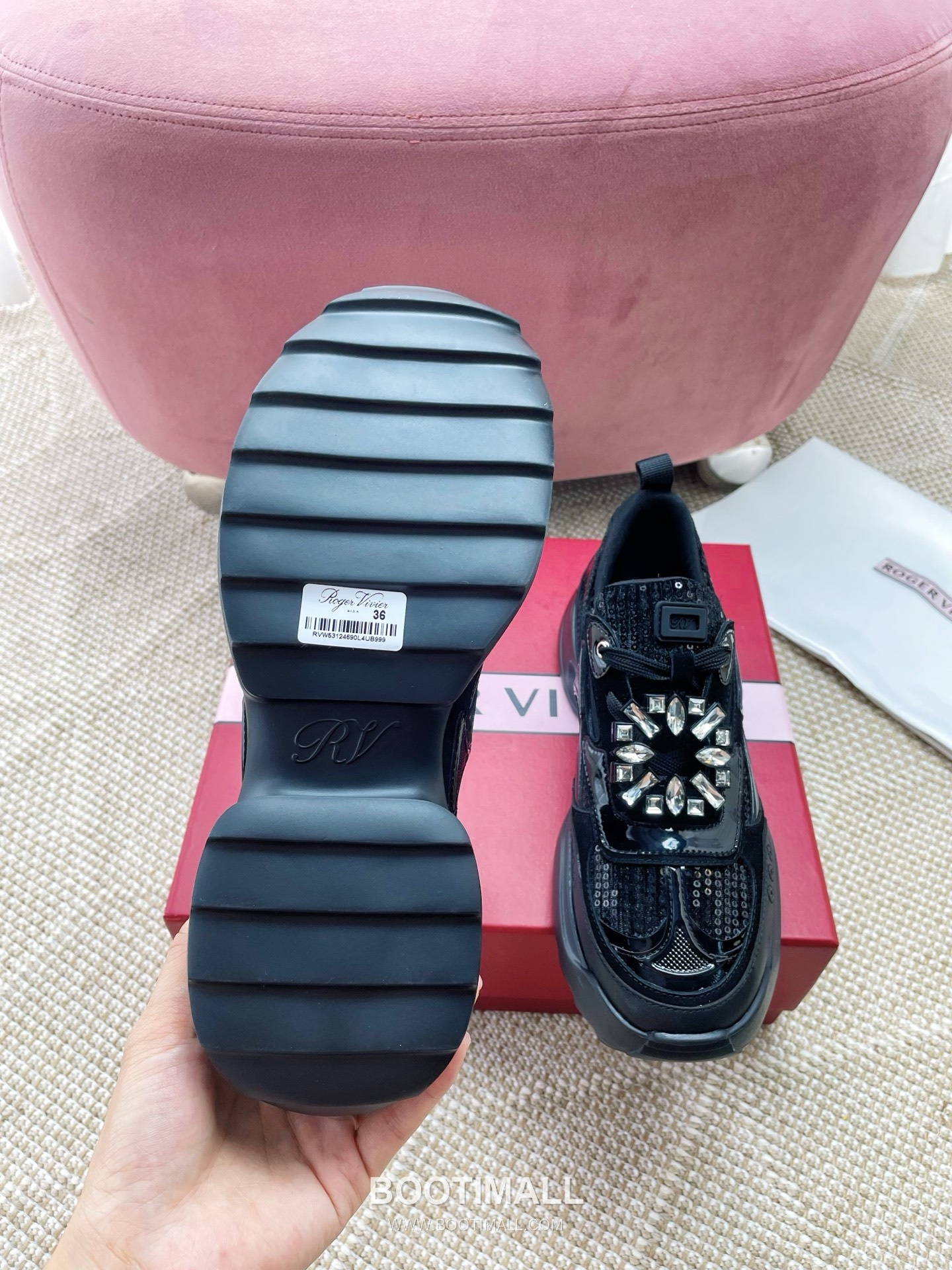 Prada Viv Run Crystal Buckle Mesh Lambskin Black Sneakers 프라다 비브 런 크리스털 버클 메쉬 양가죽 블랙 스니커즈 9