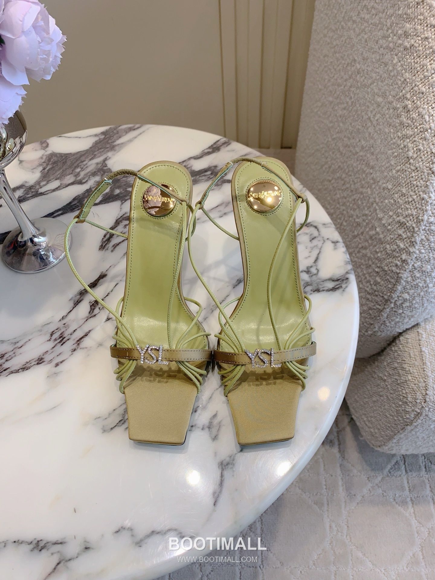 Saint Laurent Crystal Buckle High-Heel Lambskin Black Sandals 생로랑 크리스탈 버클 하이힐 램스킨 블랙 샌들 Heel 7cm 1