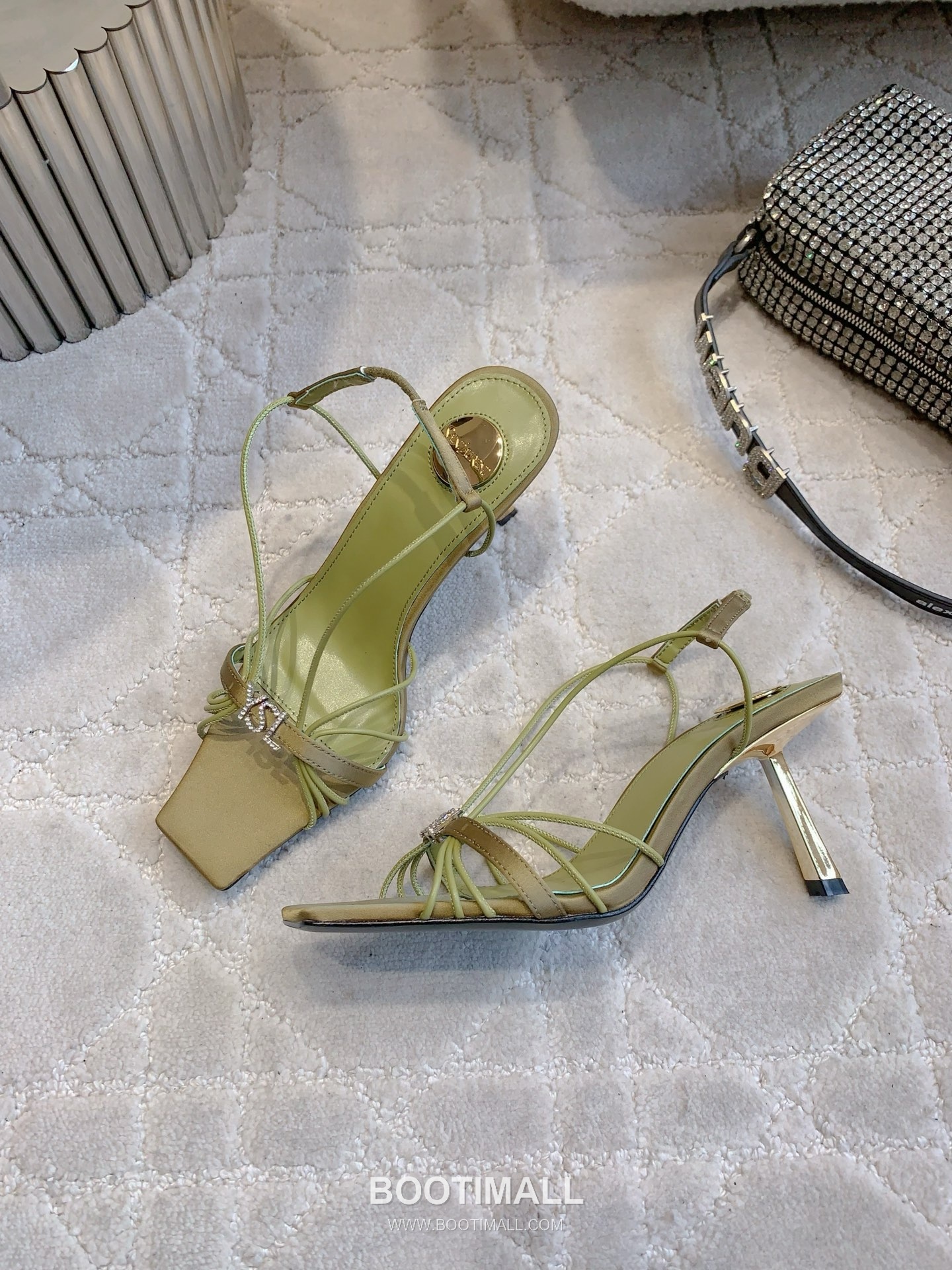 Saint Laurent Crystal Buckle High-Heel Lambskin Black Sandals 생로랑 크리스탈 버클 하이힐 램스킨 블랙 샌들 Heel 7cm 3