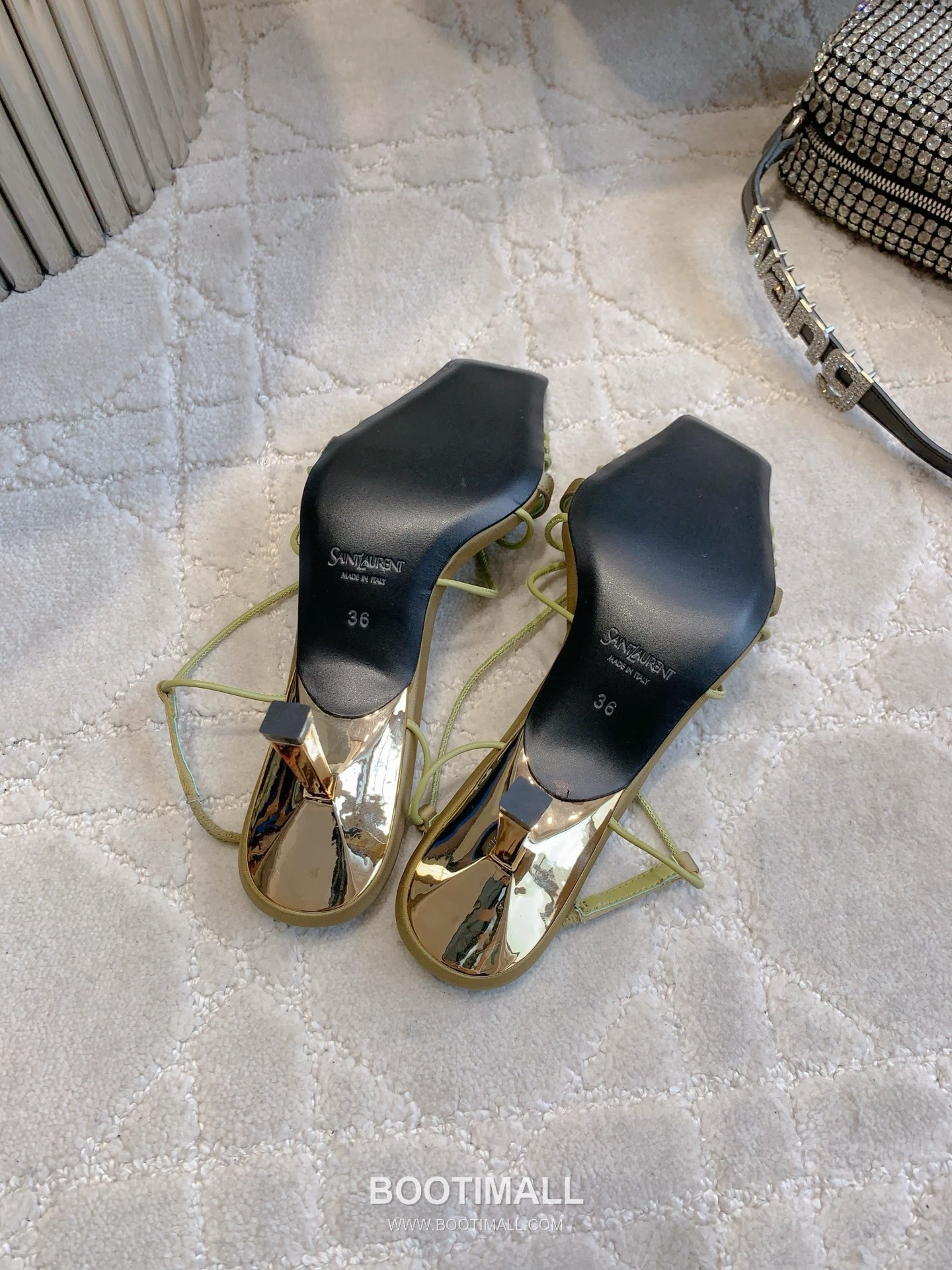 Saint Laurent Crystal Buckle High-Heel Lambskin Black Sandals 생로랑 크리스탈 버클 하이힐 램스킨 블랙 샌들 Heel 7cm 5