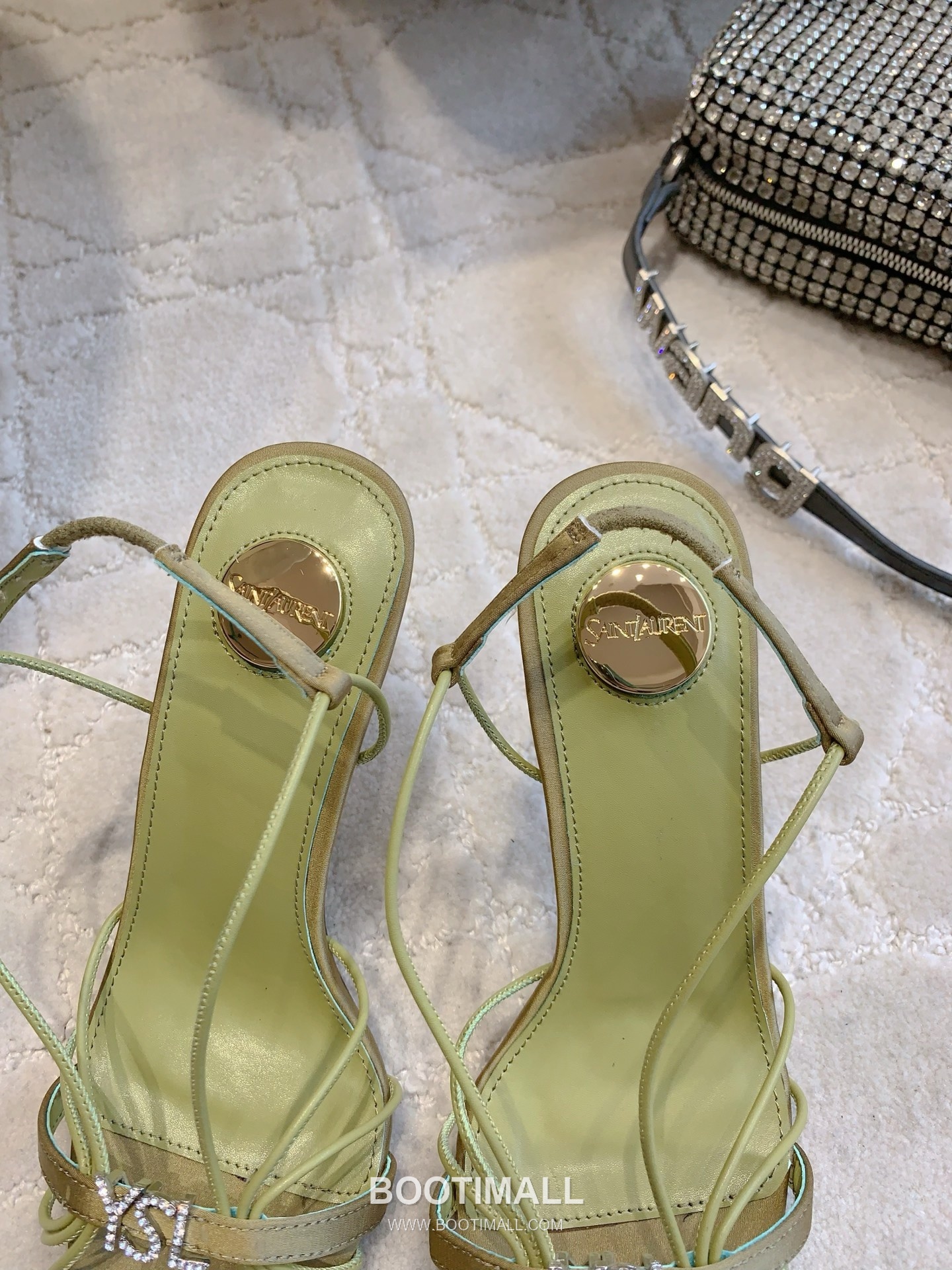 Saint Laurent Crystal Buckle High-Heel Lambskin Black Sandals 생로랑 크리스탈 버클 하이힐 램스킨 블랙 샌들 Heel 7cm 7