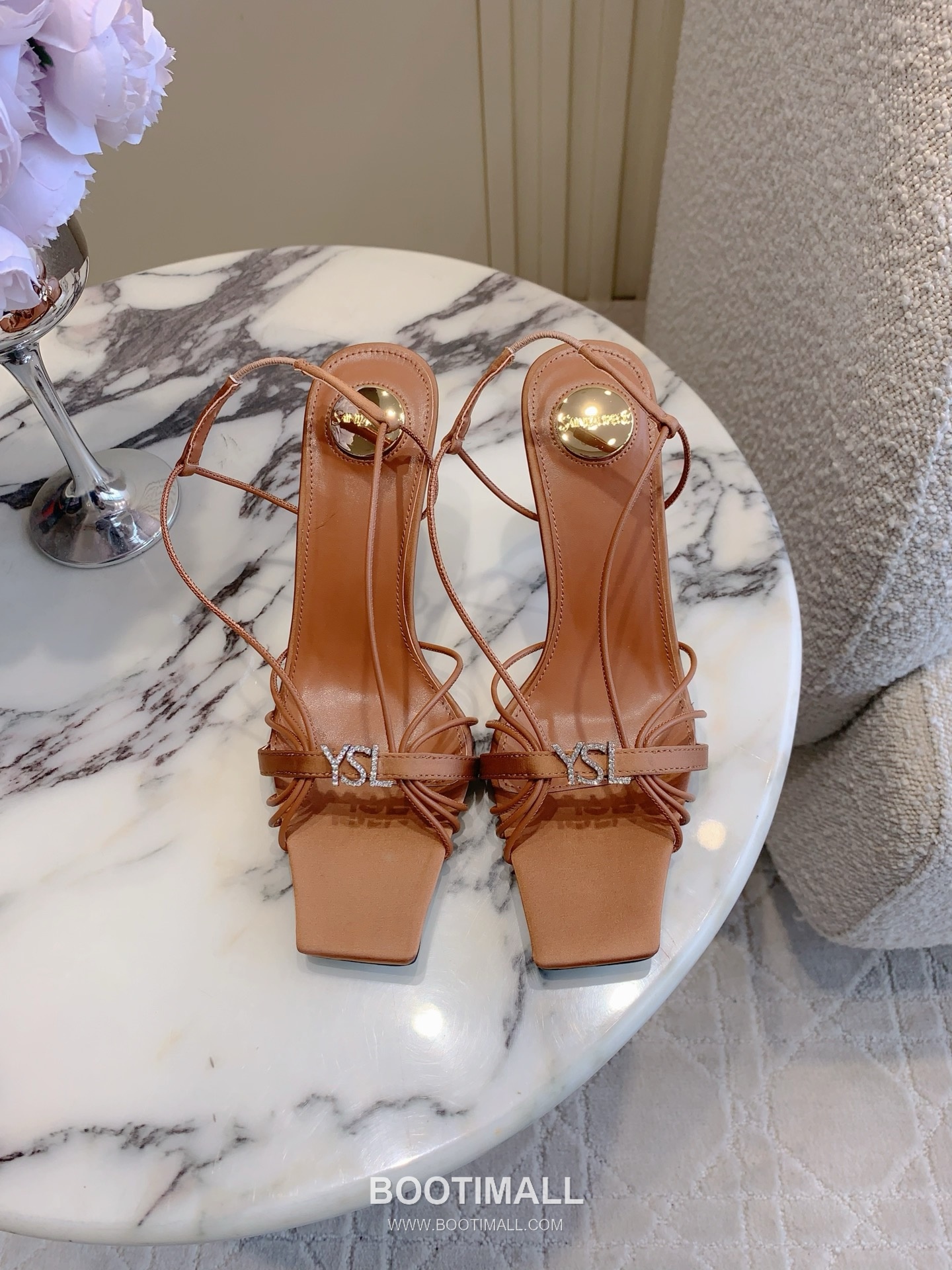 Saint Laurent Crystal Buckle High-Heel Lambskin Black Sandals 생로랑 크리스탈 버클 하이힐 램스킨 블랙 샌들 1