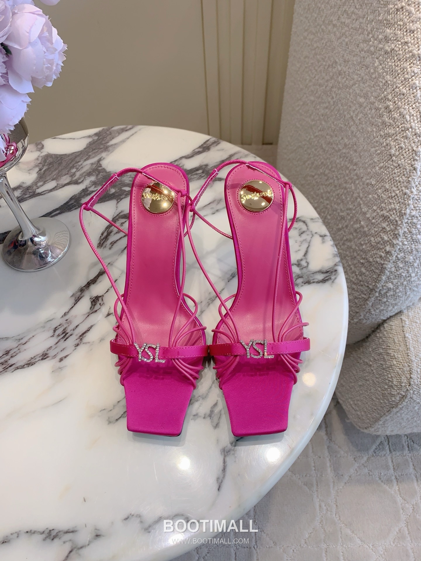 Saint Laurent Crystal Buckle High-Heel Lambskin Black Sandals 생로랑 크리스탈 버클 하이힐 램스킨 블랙 샌들 1